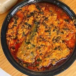 Egusi mixed with Titus fish and chicken 
