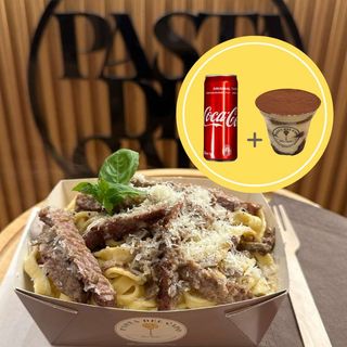 Ramsteak with mushroom sauce + Tiramisu + Coca-Cola 0.33l