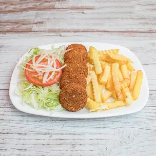 Plato con falafel (5 uds.) + patatas o arroz basmati