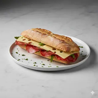 Bocadillo De Jamón Ibérico Con Queso Emmental