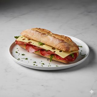 Bocadillo De Jamón Ibérico Con Queso Emmental