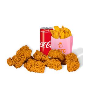Menu I Large Strips, Fries Crispers 130g, Soft Drink