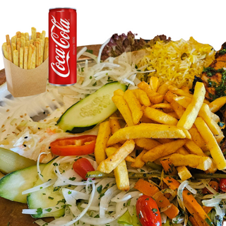 جوانح الدجاج مشوية على الفاخر  + boisson+ frites