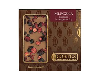 CZEKOLADA MLECZNA Z MIODEM I CZARNĄ PORZECZKĄ 85G