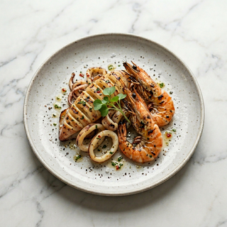 Marinated Grilled Calamari And King Prawns