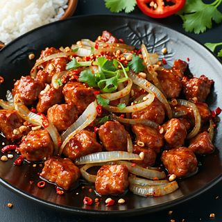 Chilly Garlic Pork With Onion