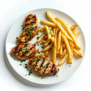 Filete De Pollo A La Plancha Con Patatas Fritas Caseras