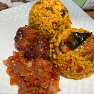 Palm oil Rice and Beans with Beef