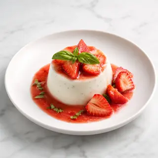 Panna cotta al basilico e fragola