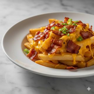 Patatas fritas con bacon y cheddar