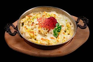 PENNE CU PUI AL FORNO SI BRANZETURI 300G