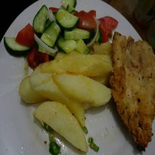 Fish Fillet with Chips and Salad with Coca-Cola Original 350ml PET