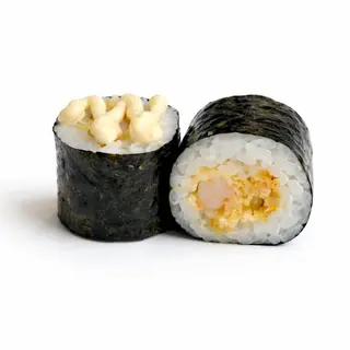 Maki Langostino en tempura y alioli japonés