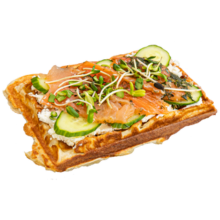 Gofr z łososiem grawlax