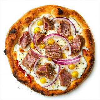 Tonno, cipolla, olive nere, pomodoro fresco