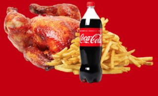 Full Roast Chicken + Chips + 2 Latas Coca Cola