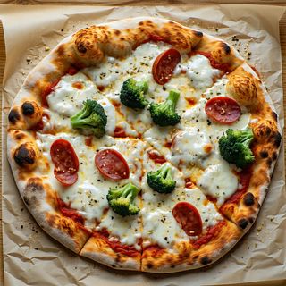 Pizza bianca broccoli, salsiccia e mozzarella