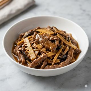 Ternera Con Bambú Y Setas