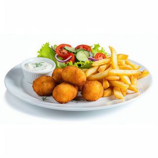 Croquetas, Papas Y Ensalada