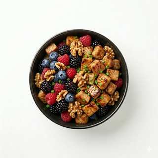 Poke De Raxo Salteado Con Frutos Del Bosque Y Nueces