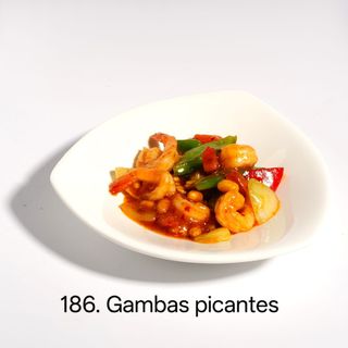 Wok de gambas picantes