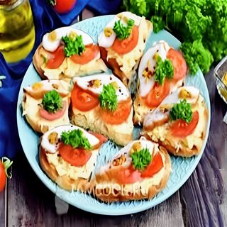 Брускетты с копченой  индейкой