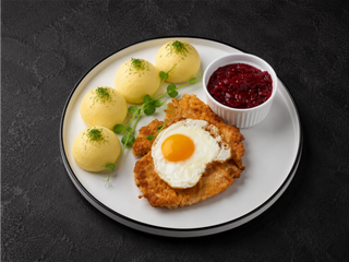 Zestaw 29 + Zupa. Sznycel wieprzowy z jajkiem sadzonym
