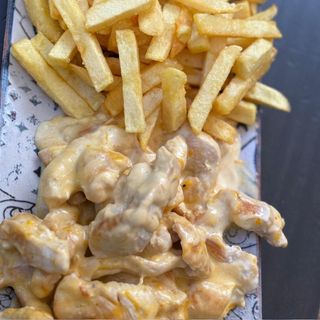 Tiras De Pollo Con Nata Y Cheddar