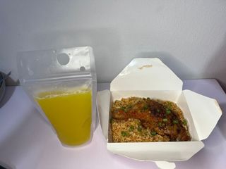 Pepper rice + Grilled chicken + Fresh fruit Juice