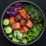 Pan Fried Salmon poke bowl - Поке сьомга на airfryer и суши ориз