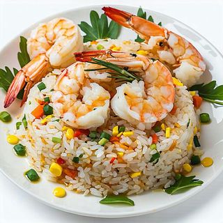 Riso alla piastra con misto di mare