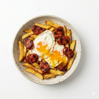 Huevos rotos con chistorra