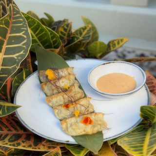 Gyoza con pollo 5 un con salsa mayo kimchi