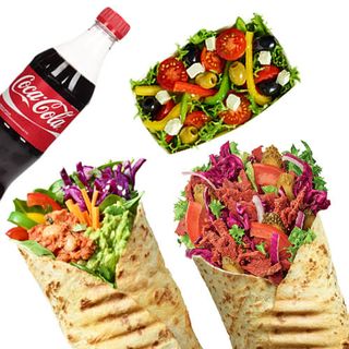 Wrap Lunch dla dwojga z sałatką/opiekanymi ziemniaczkami i napojem