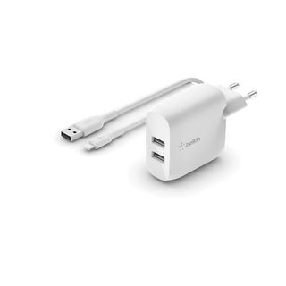 Cargador De Pared Doble Belkin Boost Charge Usb-A 24 W Blanco - 0745883793716