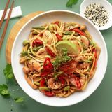 Яєчна локшина з креветками