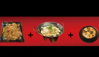 6 Ramen alla piastra + pentola di cavallo + zuppa di miso 