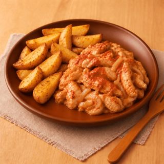Картопля по-селянськи з куркою в томатній підливі ( 340г)