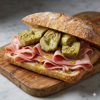 Panino con mortadella Levoni e carciofi