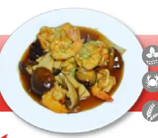 111-Langostinos con bambú y setas chinas