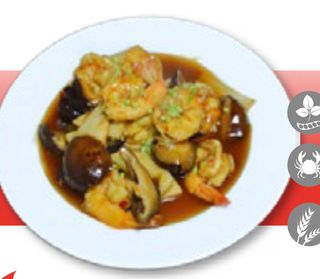 111-Langostinos con bambú y setas chinas