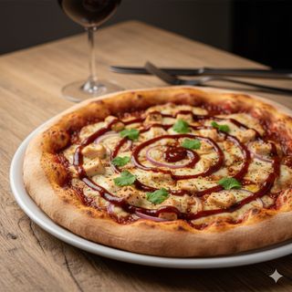 Pizza con pollo e BBQ