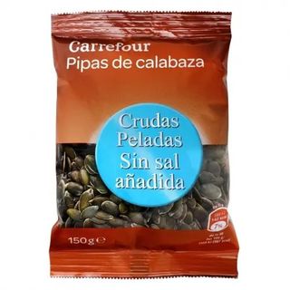 Pipas de Calabaza Crudas y Peladas sin Sal Carrefour 150 Gr.