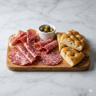 Selezione di salumi del territorio e focaccia