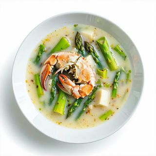 17. Zuppa con granchio e asparagi