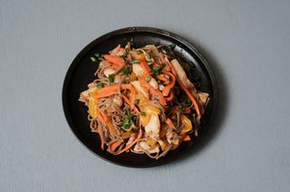 Հնդկաձավարի լապշա մանրածովախեցգետնով