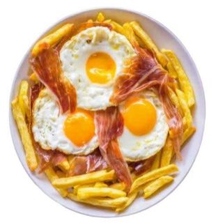 Huevos rotos con jamón
