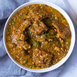 Okra Seafood Soup with Swallow