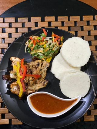 Fried Chicken With white Ugali