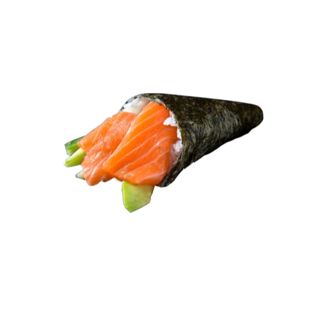  121 Temaki de salmón con aguacate y pepino (1 pz.)